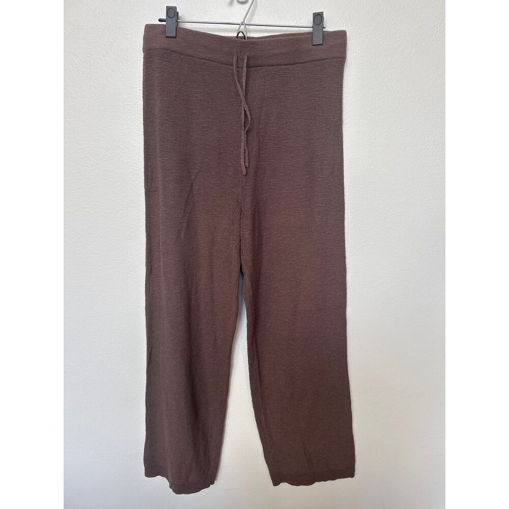 Free People Beach Wide Leg Knit Lounge Pants Brown XL Drawstring Boho Casual